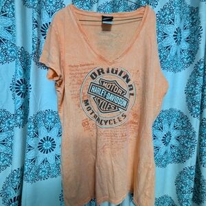 Harley-Davidson Women's Orange V-Neck Top